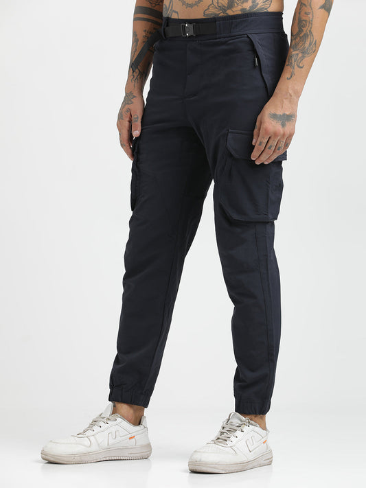 Cargo Joggers with Multi-Pocket Design Navy