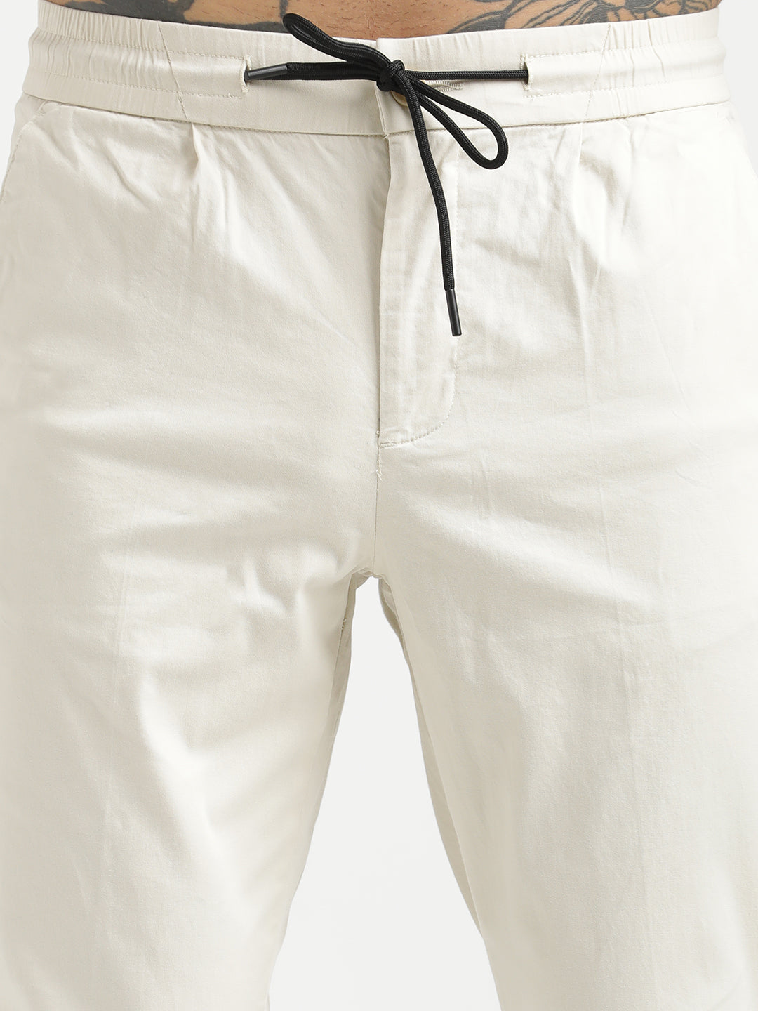 Cotton Drawstring Trousers with Pockets Cream