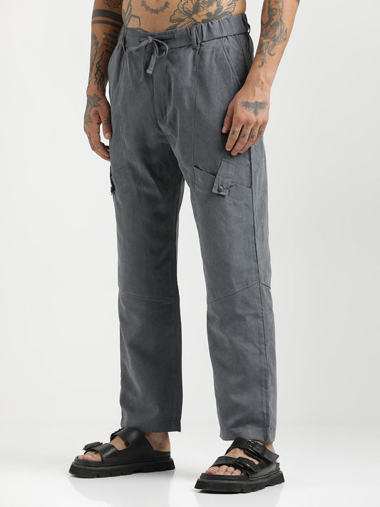 Velvet Cargo Trousers Grey