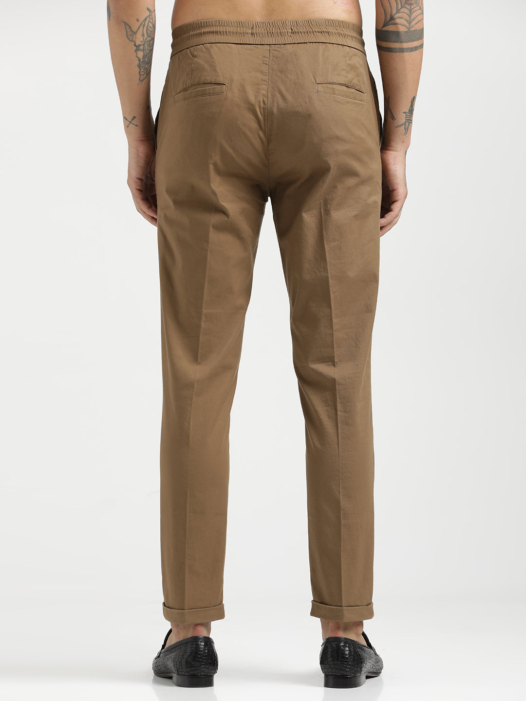 Cotton Drawstring Trousers with Pockets Khaki