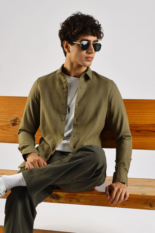 Textured Cotton Shirt Green