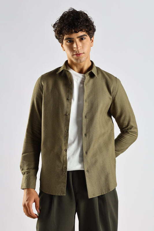 Textured Cotton Shirt Green