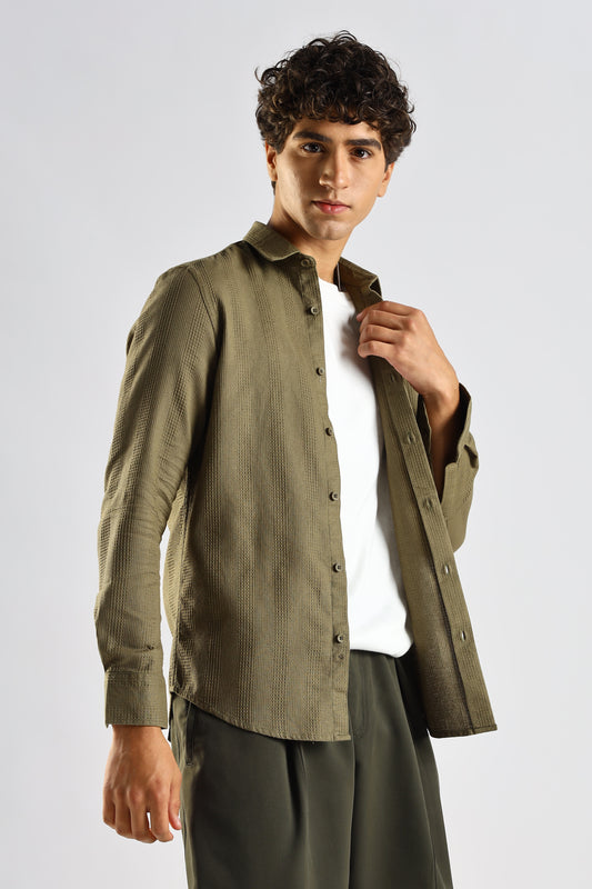 Textured Cotton Shirt Green