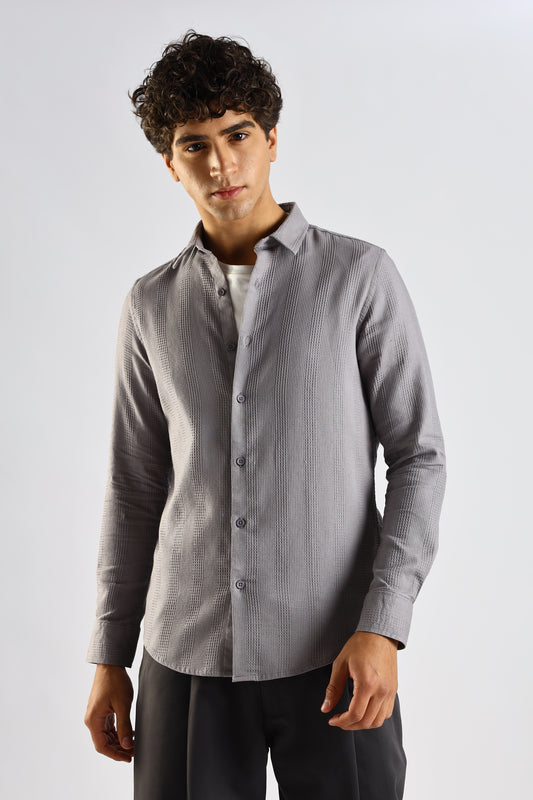 Textured Cotton Shirt Grey