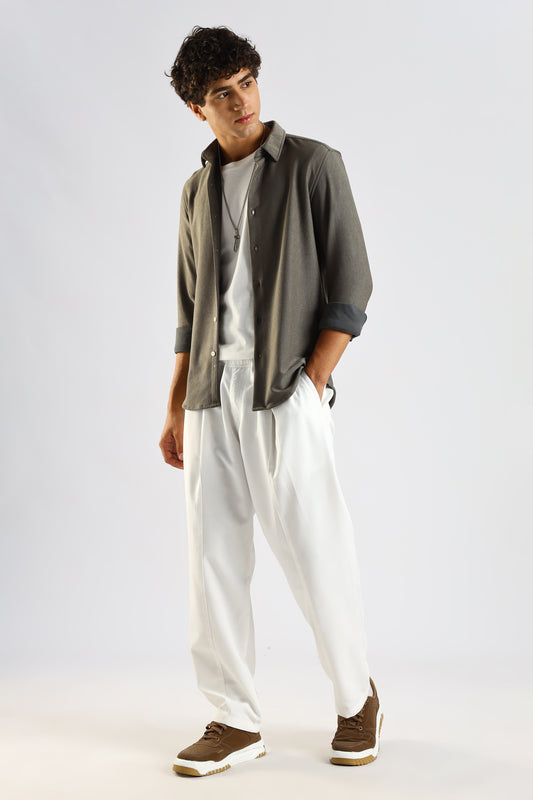 Textured Poly Knit Shirt Olive