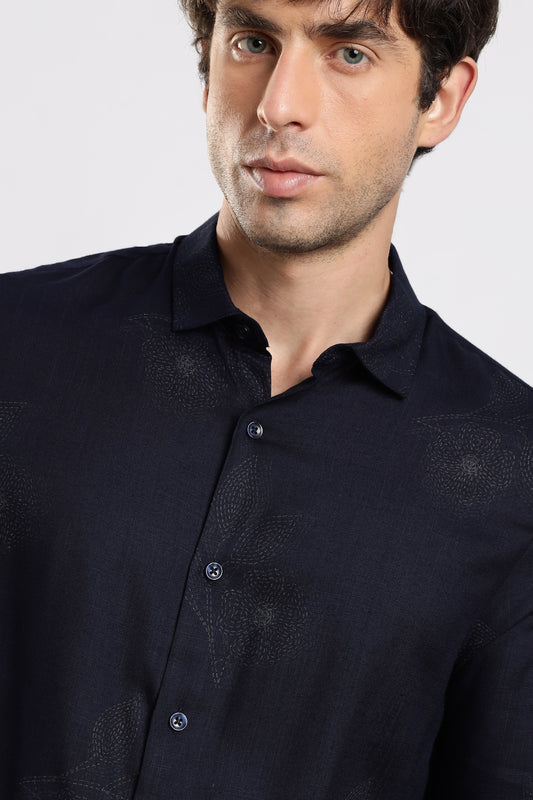 Glitter Print Shirt Navy
