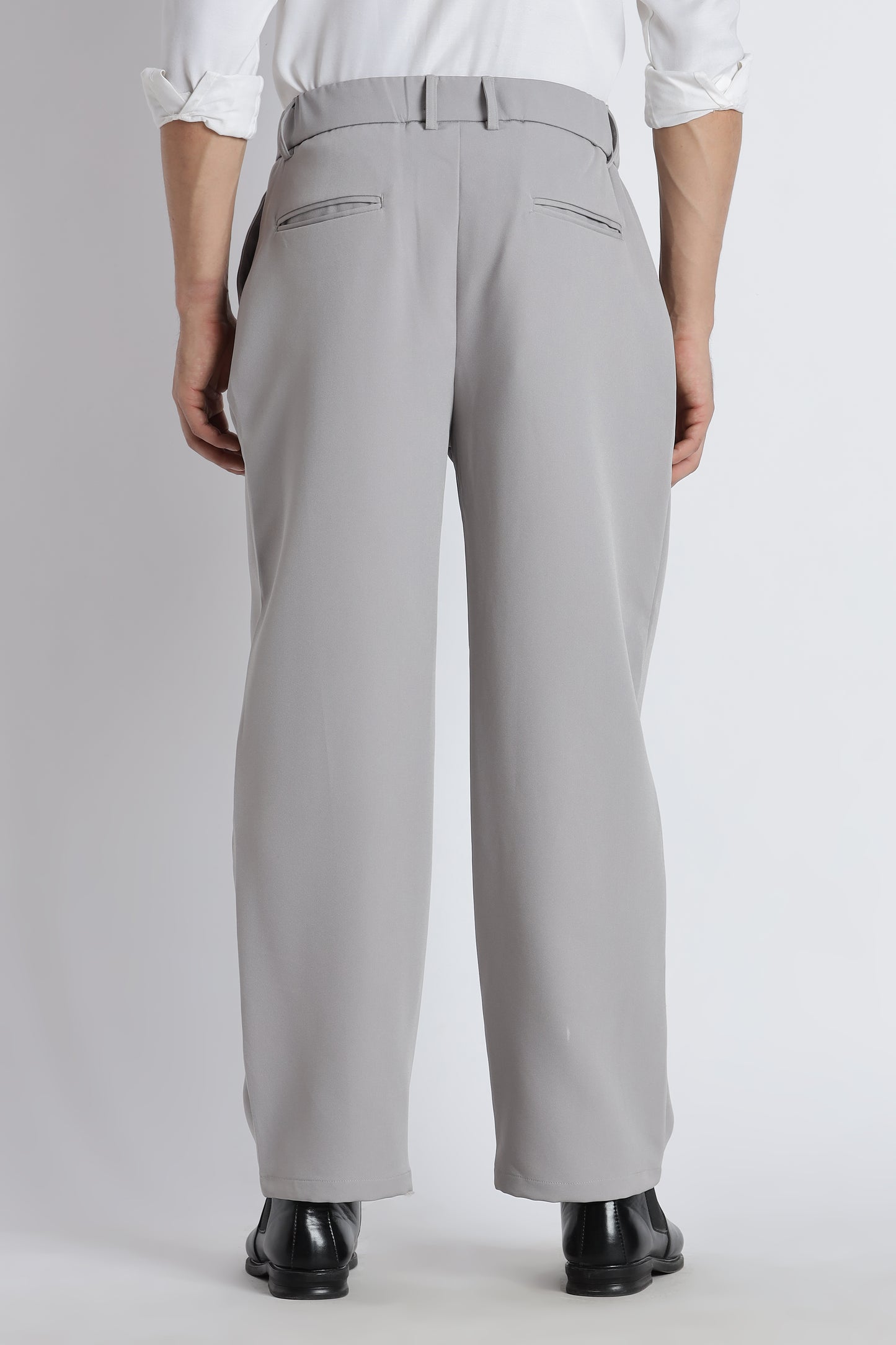 Loose Fit Trousers with Adjustable Waist Grey