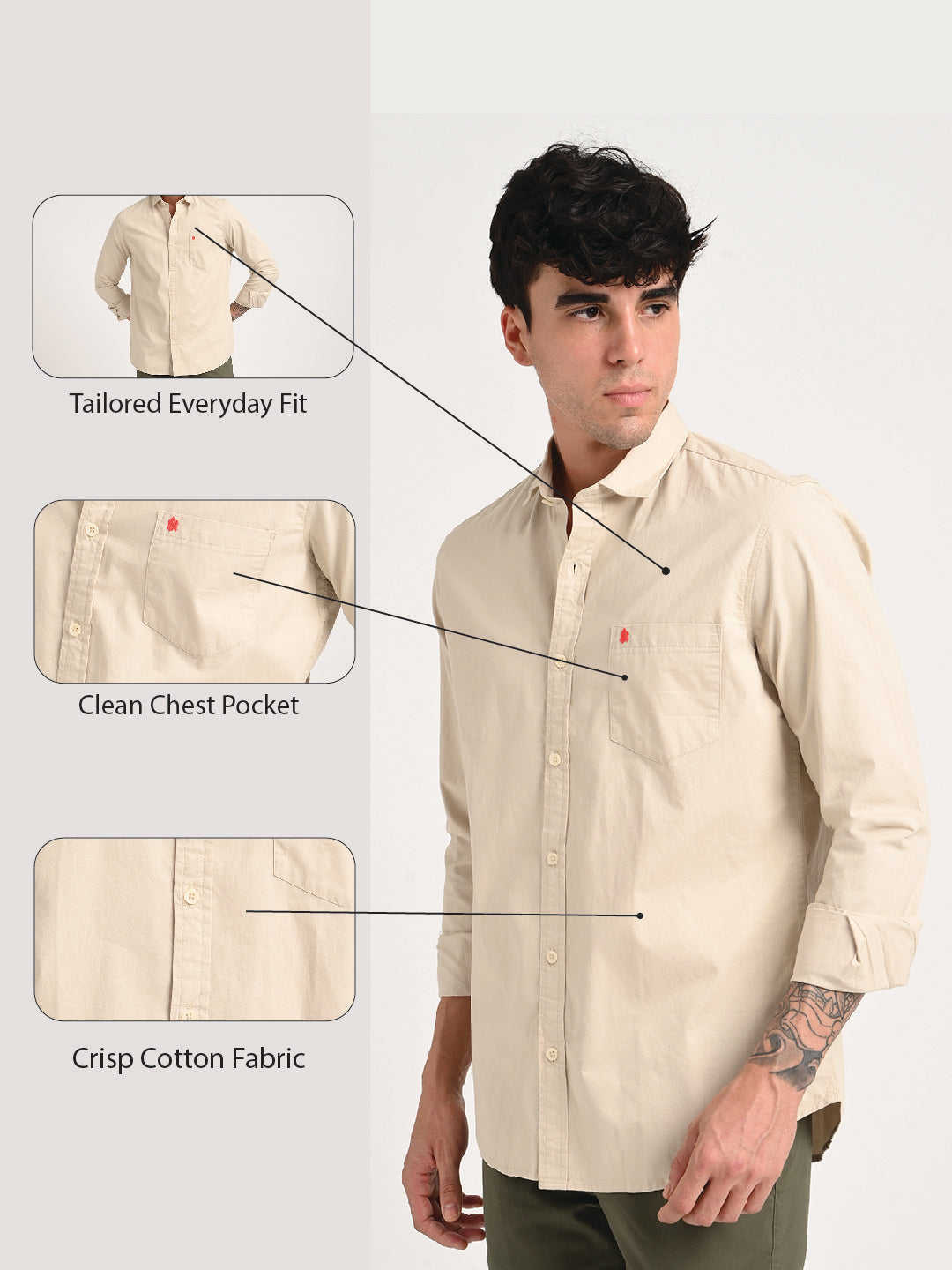 Beige Cotton Shirt for Me
