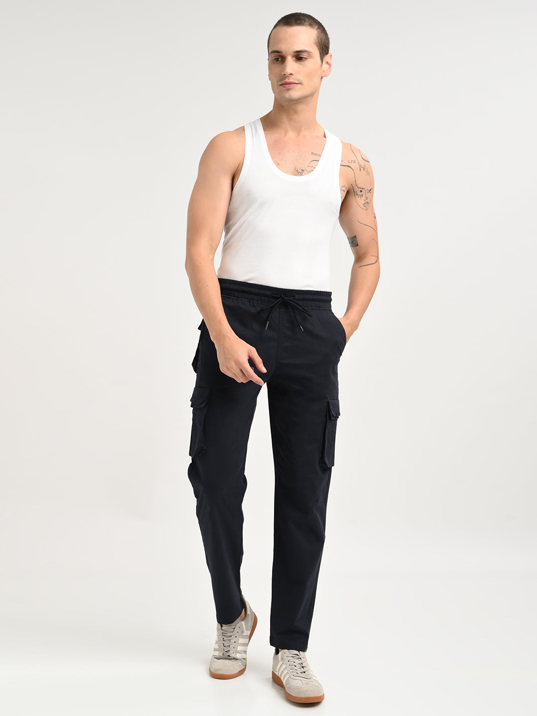 Cotton Cargo Trousers Navy