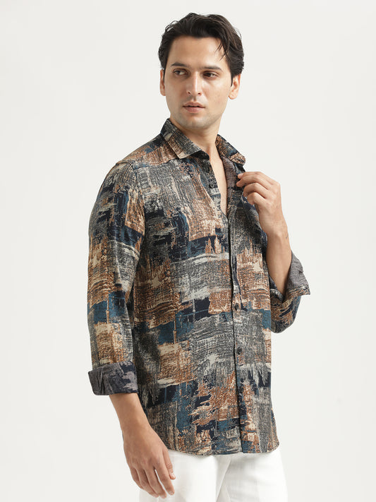 Printed Viscose Shirt Lt Grey
