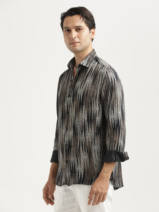 Printed Viscose Shirt Lt Beige