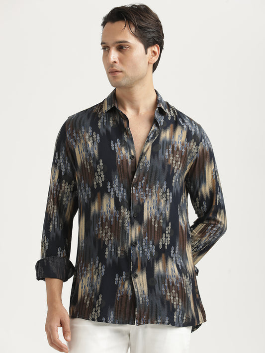 Printed Viscose Shirt Black