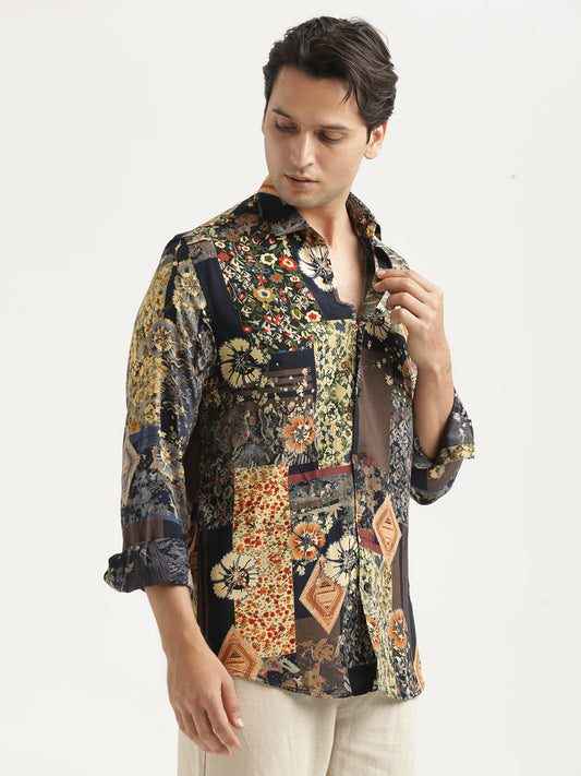 Printed Viscose Shirt Lt Cream