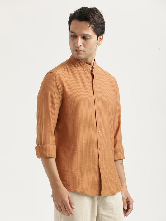 Textured Nylon Shirt Brown
