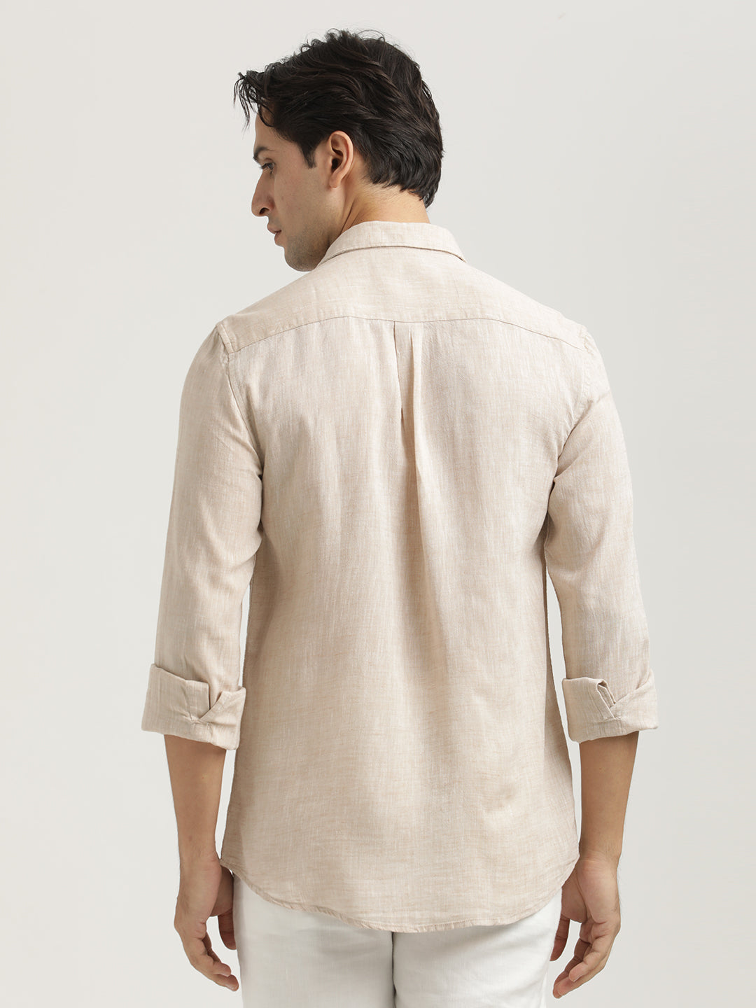 Linen-Cotton Blend Shirt Cream