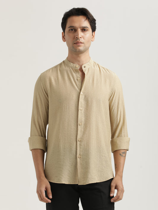 Textured Nylon Shirt Cream