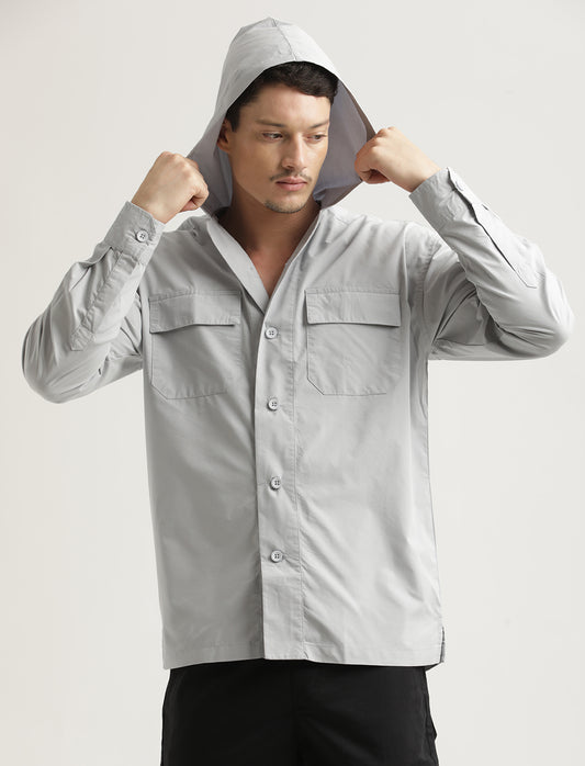Double Pocket Drop Shoulder Shirt Lt Grey