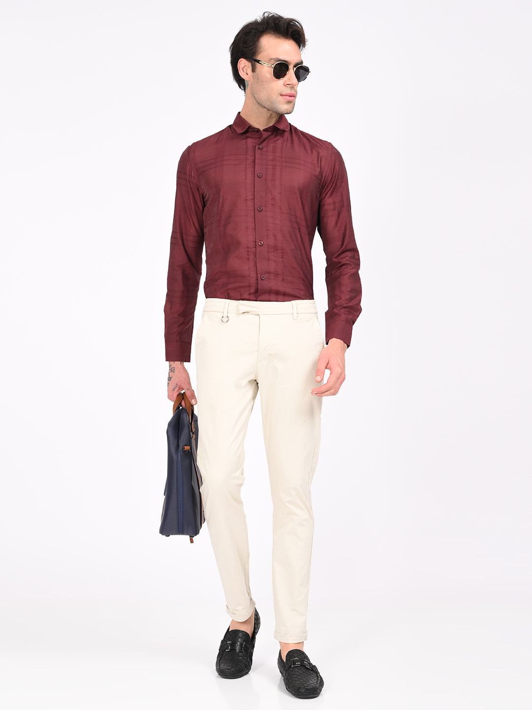 Stretch Trousers with Utility Pockets Beige