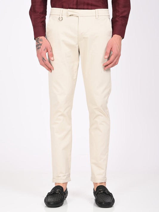 Stretch Trousers with Utility Pockets Beige