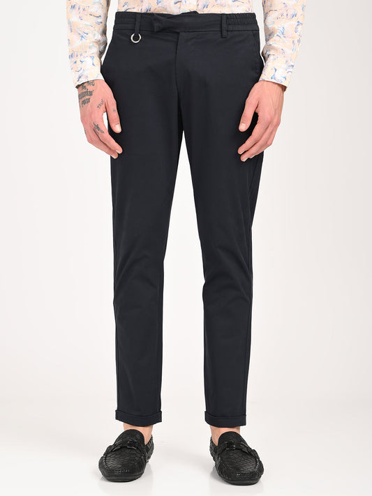 Stretch Trousers with Utility Pockets Navy