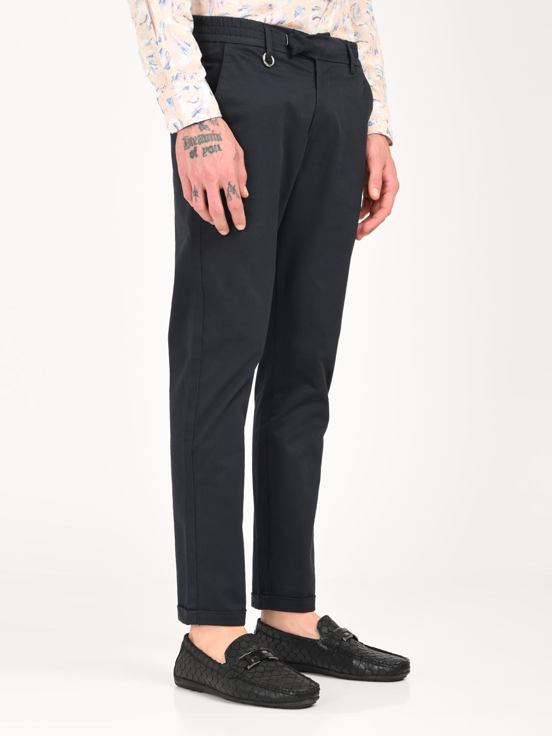 Stretch Trousers with Utility Pockets Navy