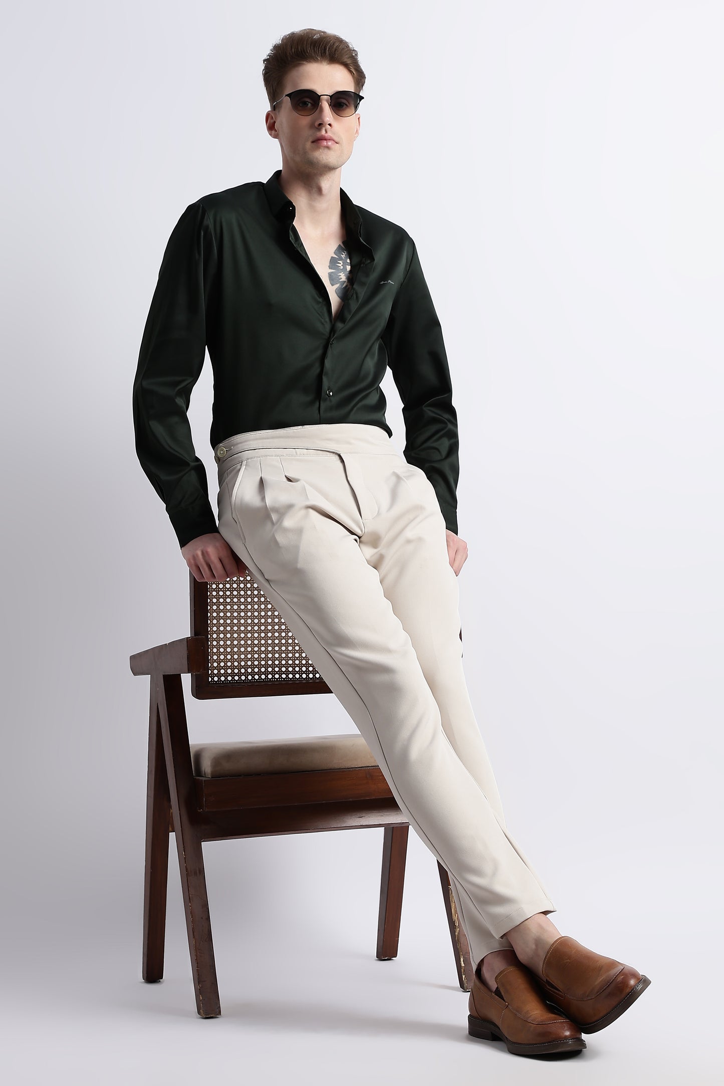 Smooth Satin Shirt Green