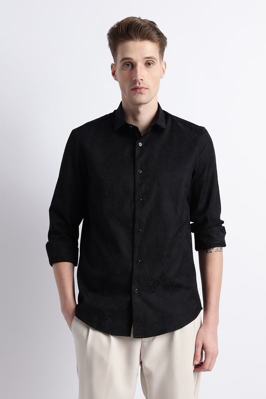 Textured Jacquard Shirt Black