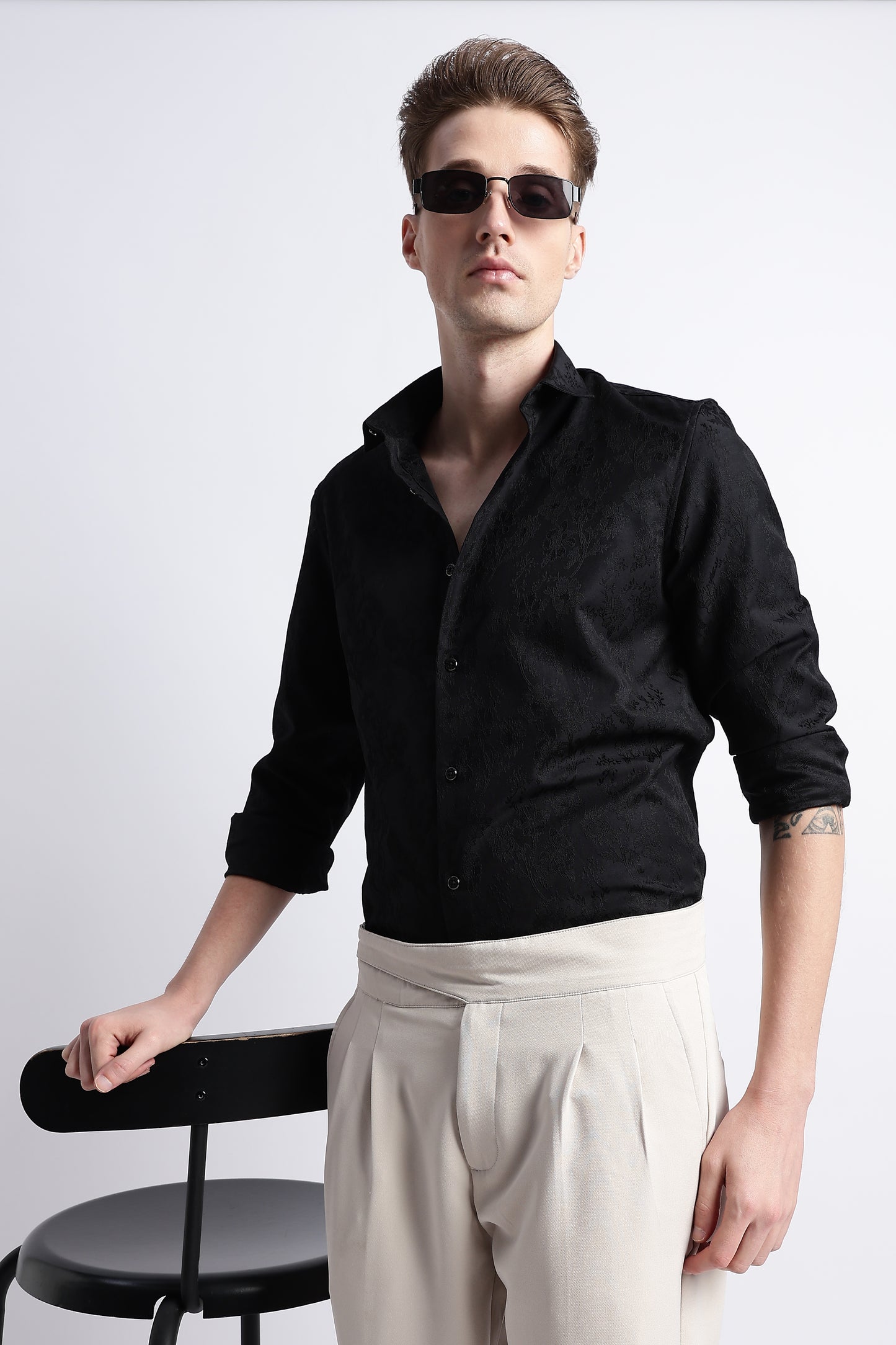 Textured Jacquard Shirt Black