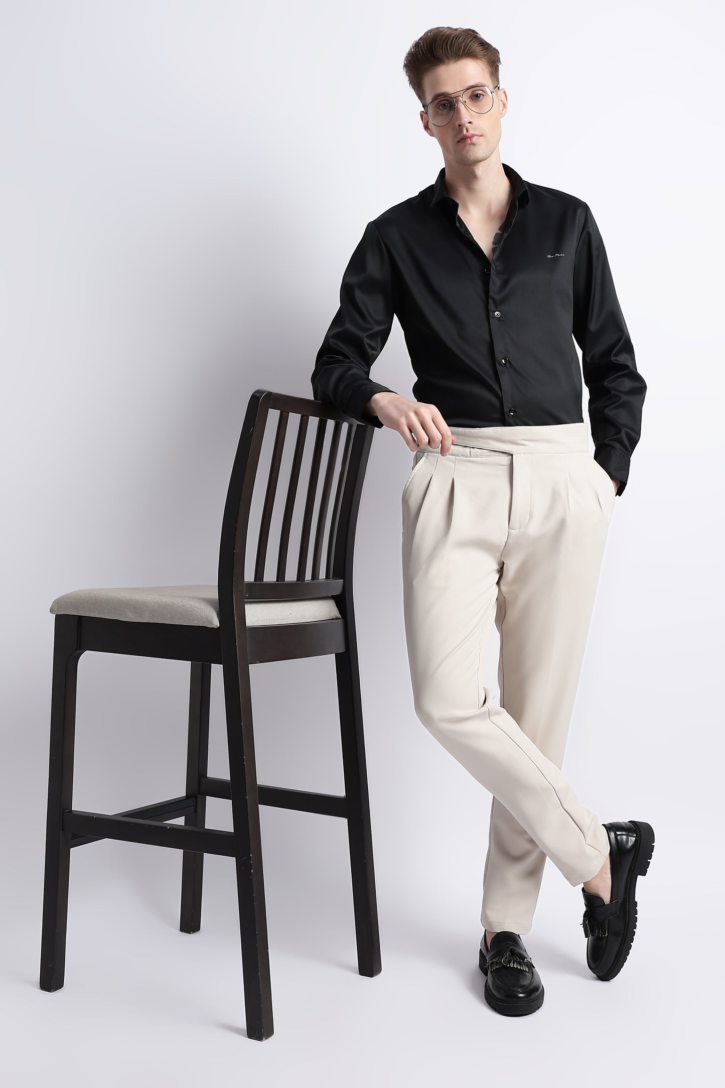 Smooth Satin Shirt Black