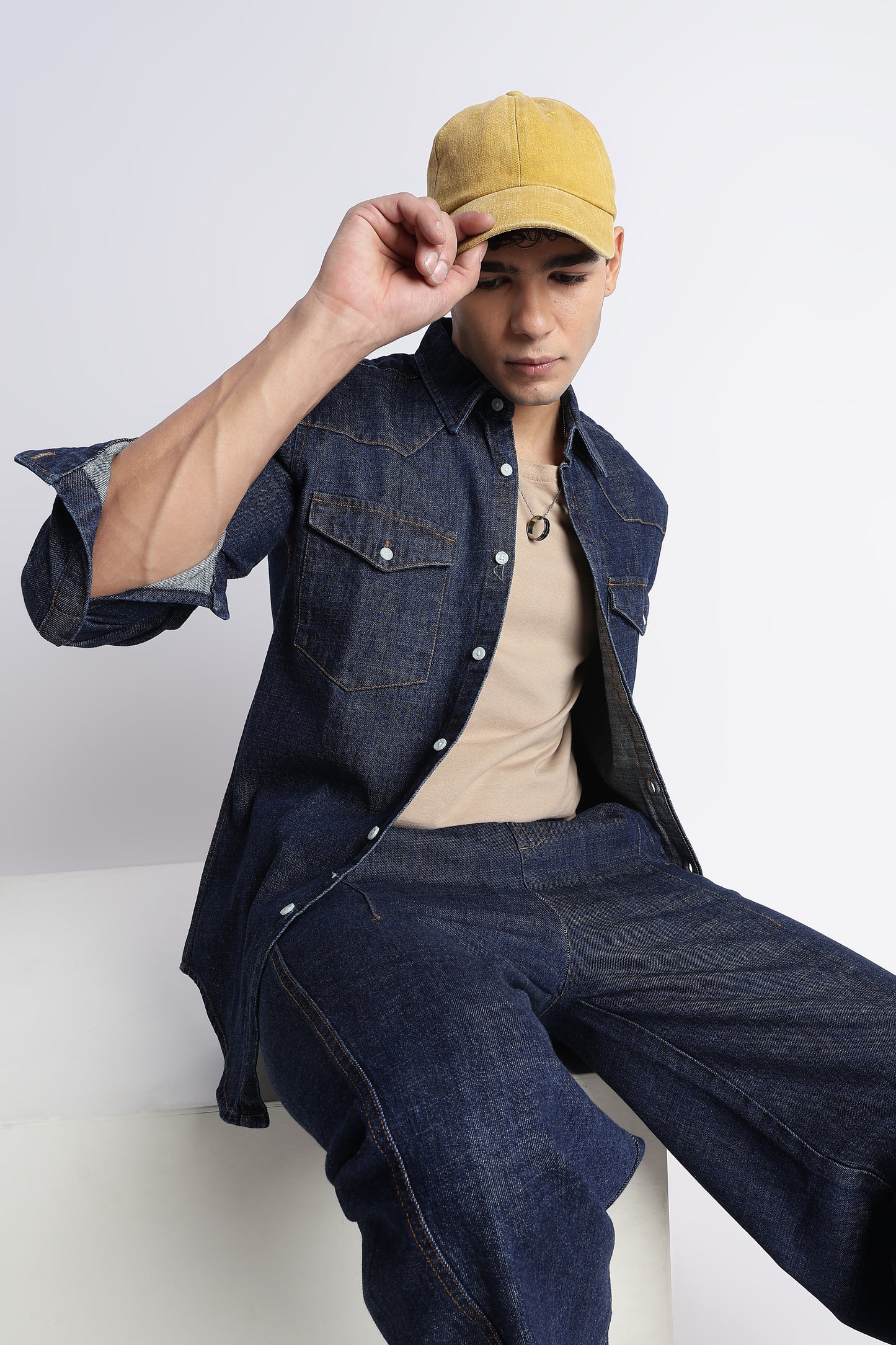 Indigo Western Denim Shirt for Men