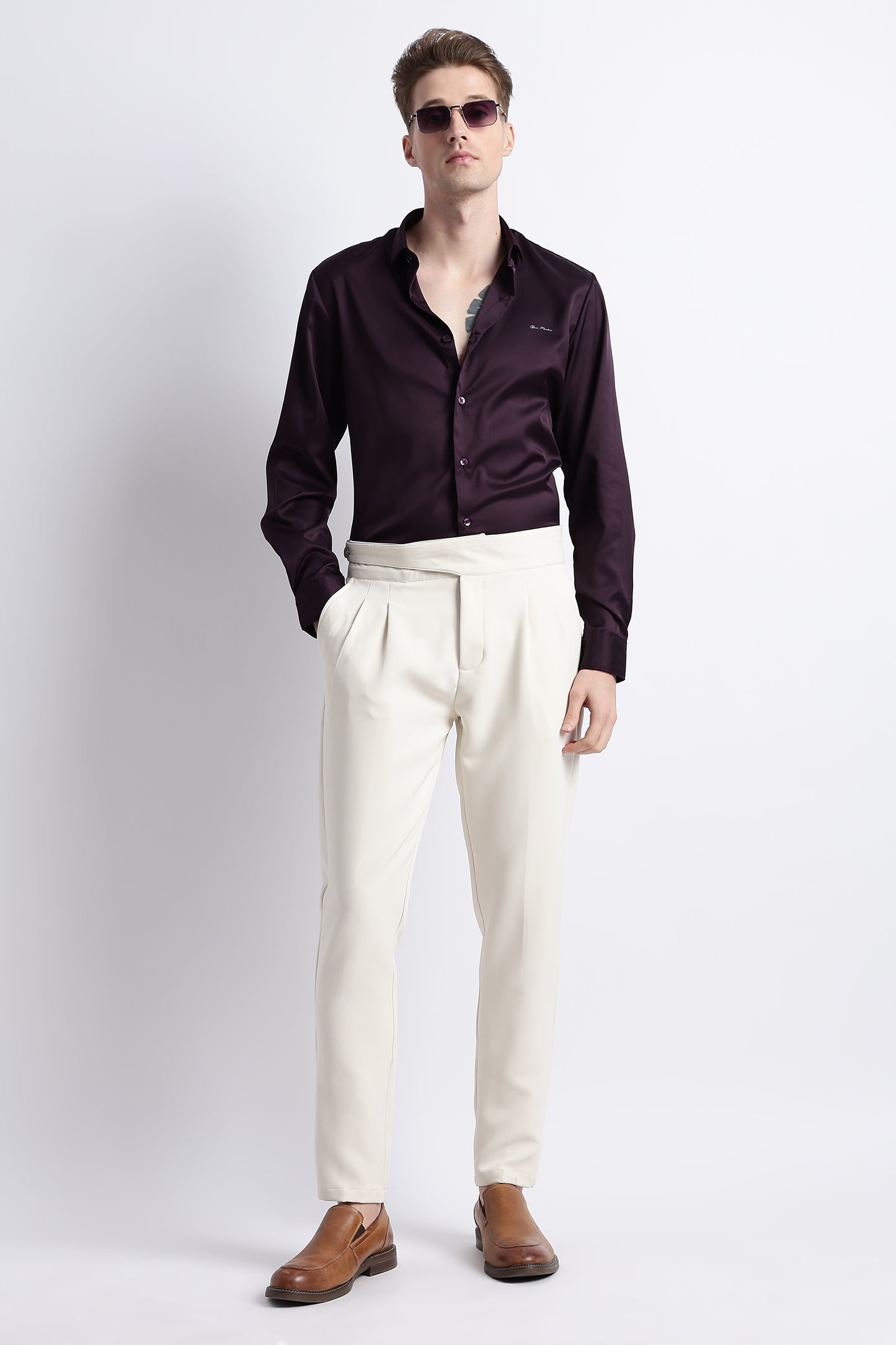 Smooth Satin Shirt Purple