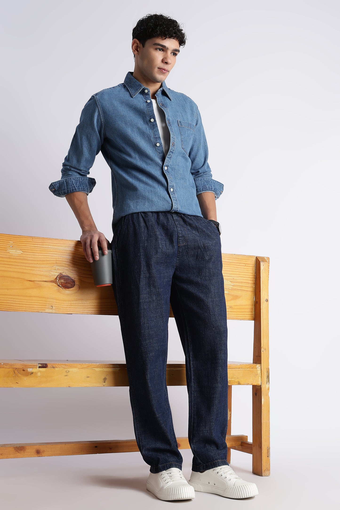 Indigo Drawstring Denim Pants