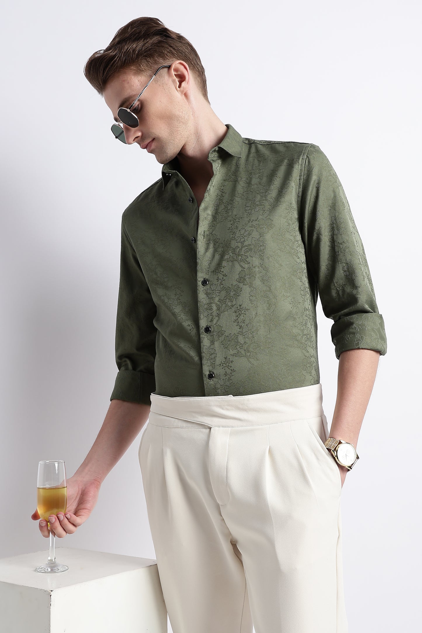 Textured Jacquard Shirt Green