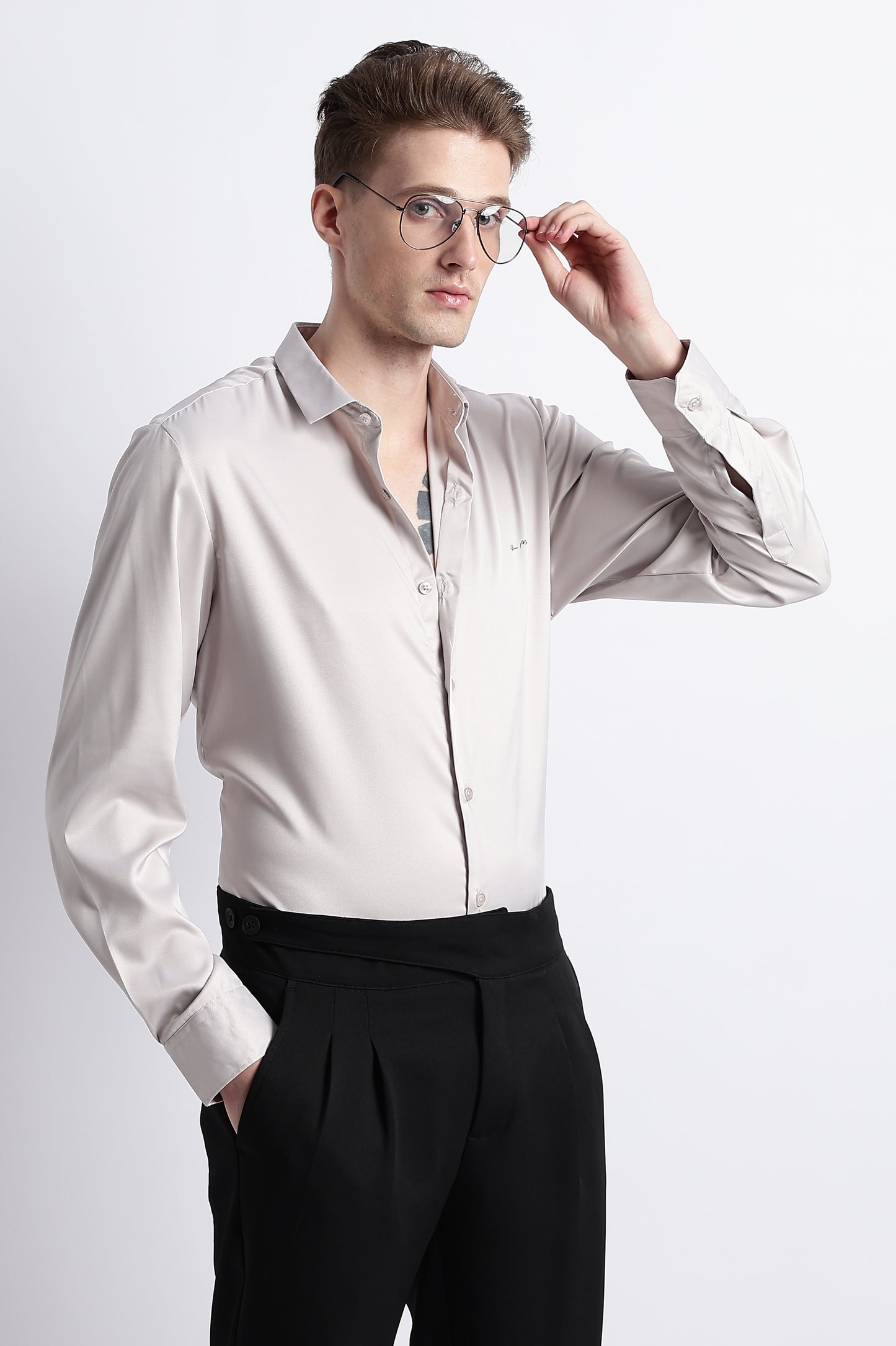 Smooth Satin Shirt Off White