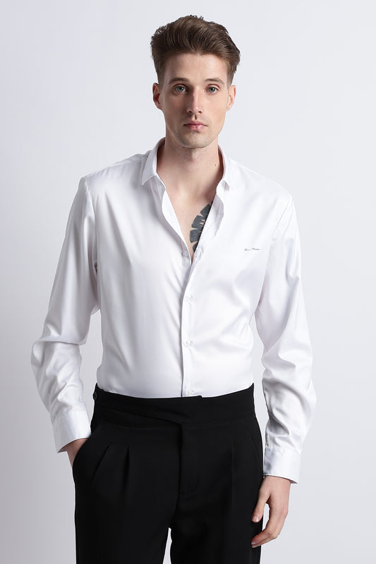 Smooth Satin Shirt White