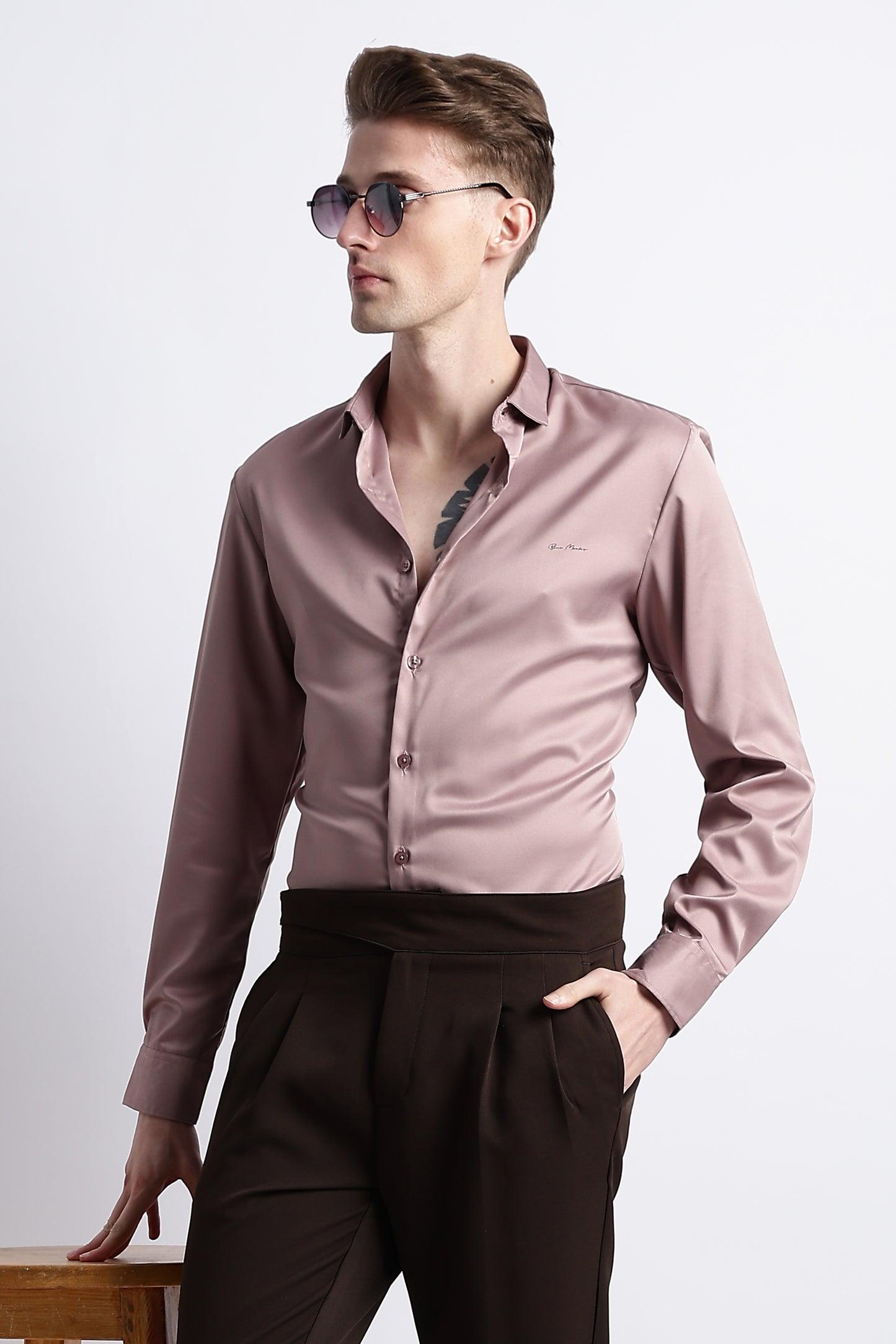 Smooth Satin Shirt Pink