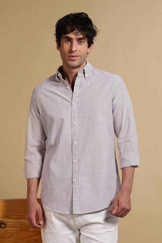 Essential Striped Shirt Maroon