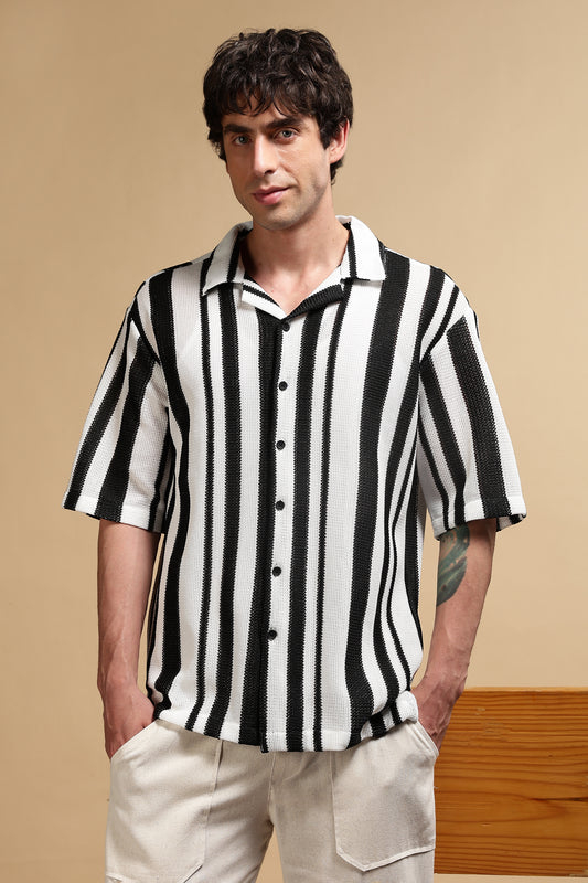 Relaxed Fit Striped Shirt White