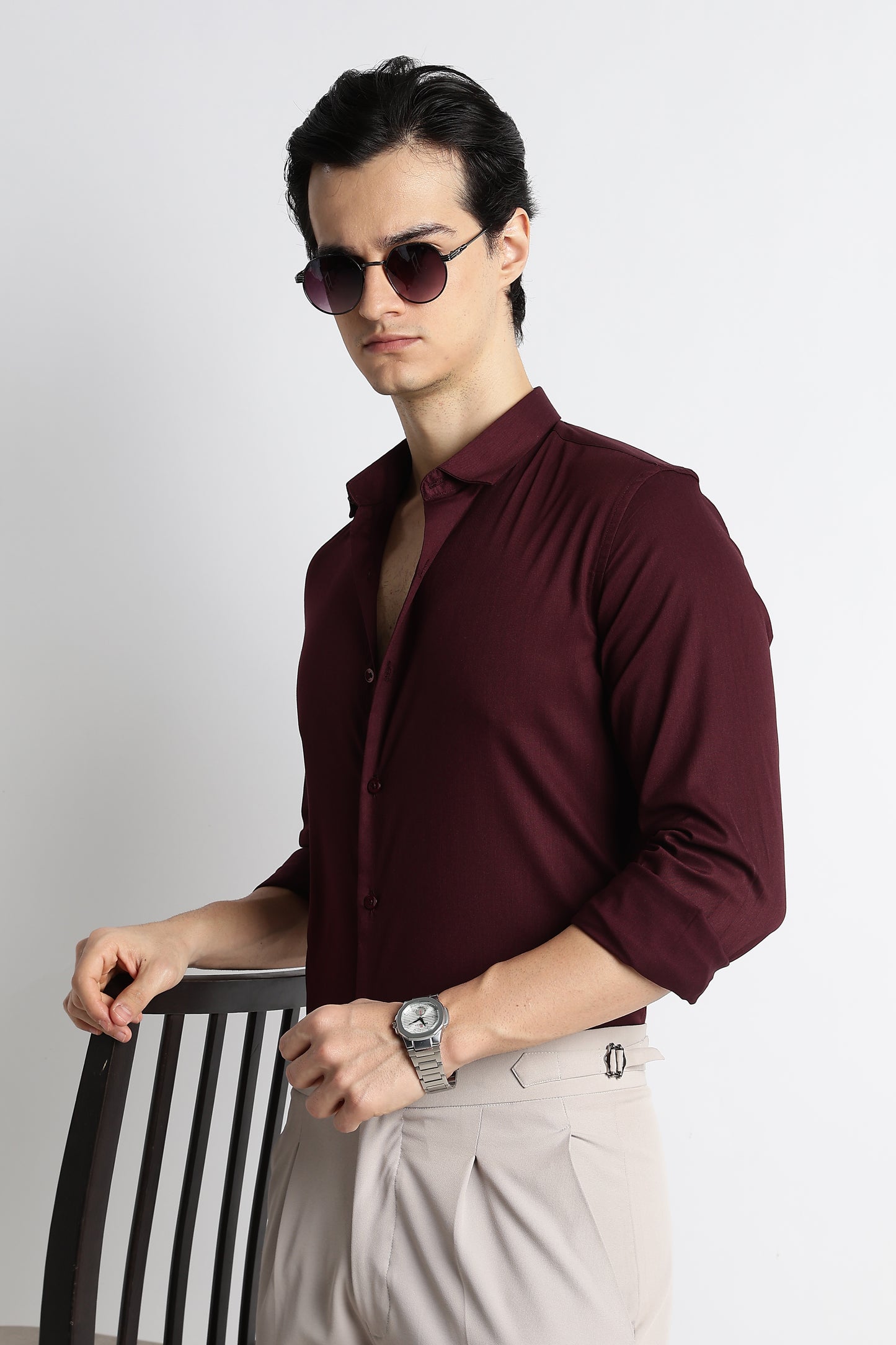 The Modern Essential Poly-Lycra Shirt Maroon