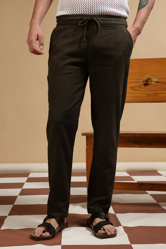 Cotton Loose Fit Drawcord Pants Dk Grey