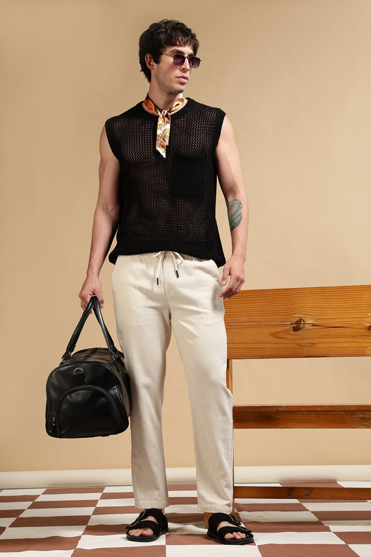 Loose Fit Drawcord Pants Cream