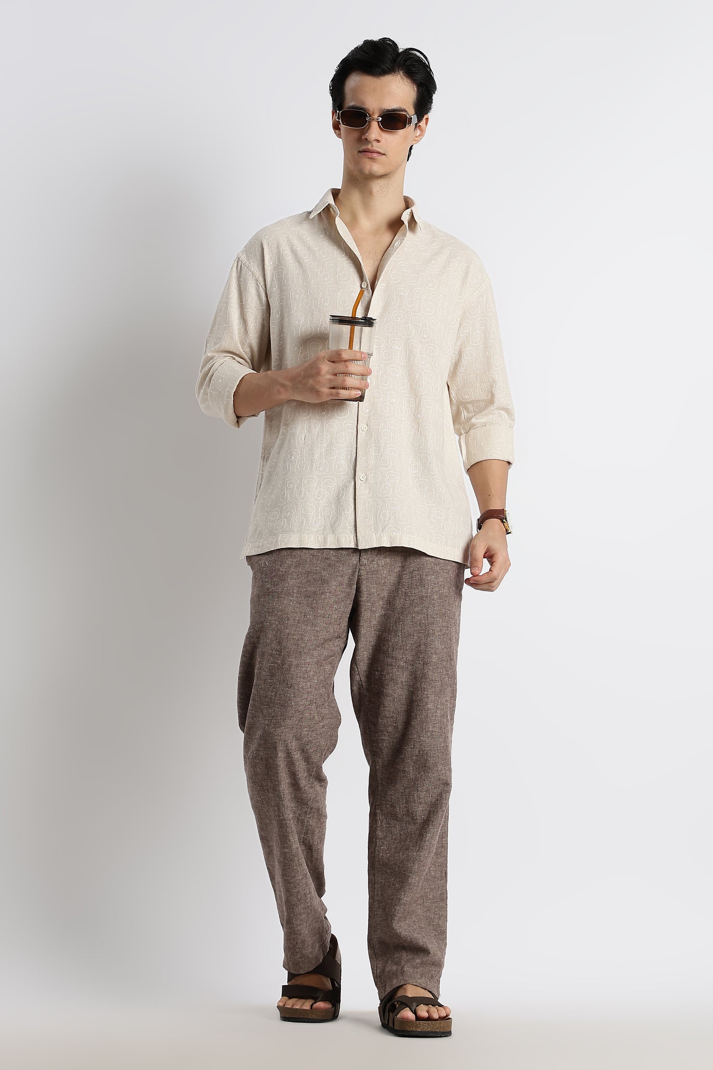 Natural Embroidered Shirt Cream