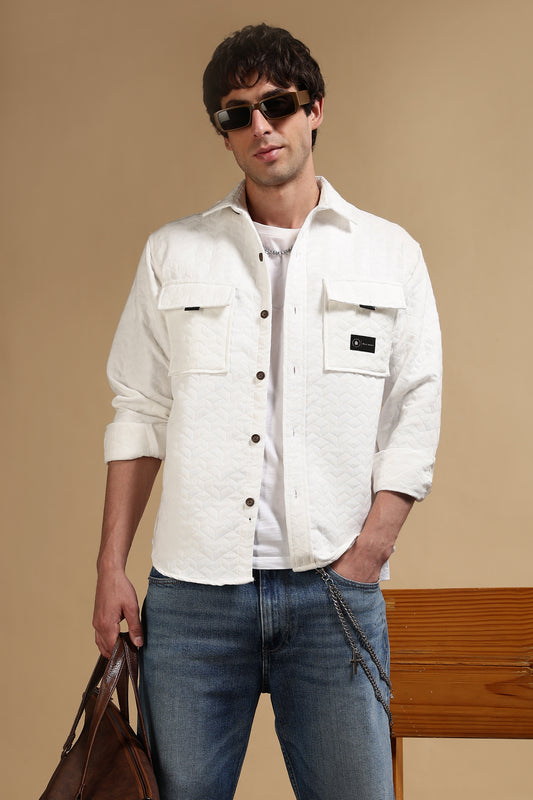 Oversized Casual Shacket Shirt White