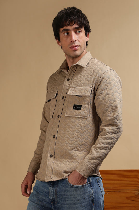 Oversized Casual Shacket Shirt Khaki