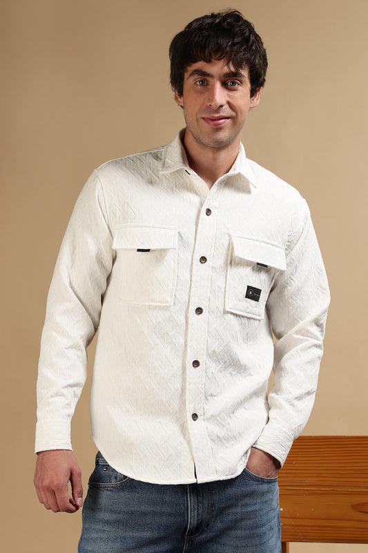 Poly Cotton Over sized Shacket Shirt White