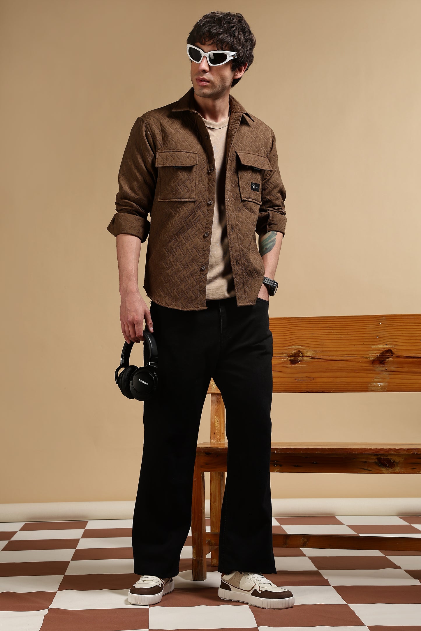Over sized Shacket Shirt Brown