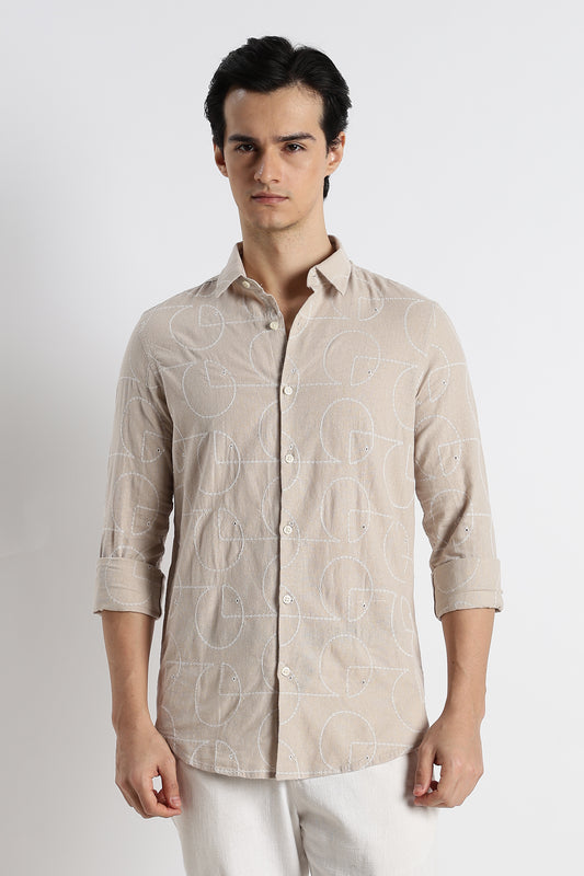 Abstract Geometry Shirt Cream