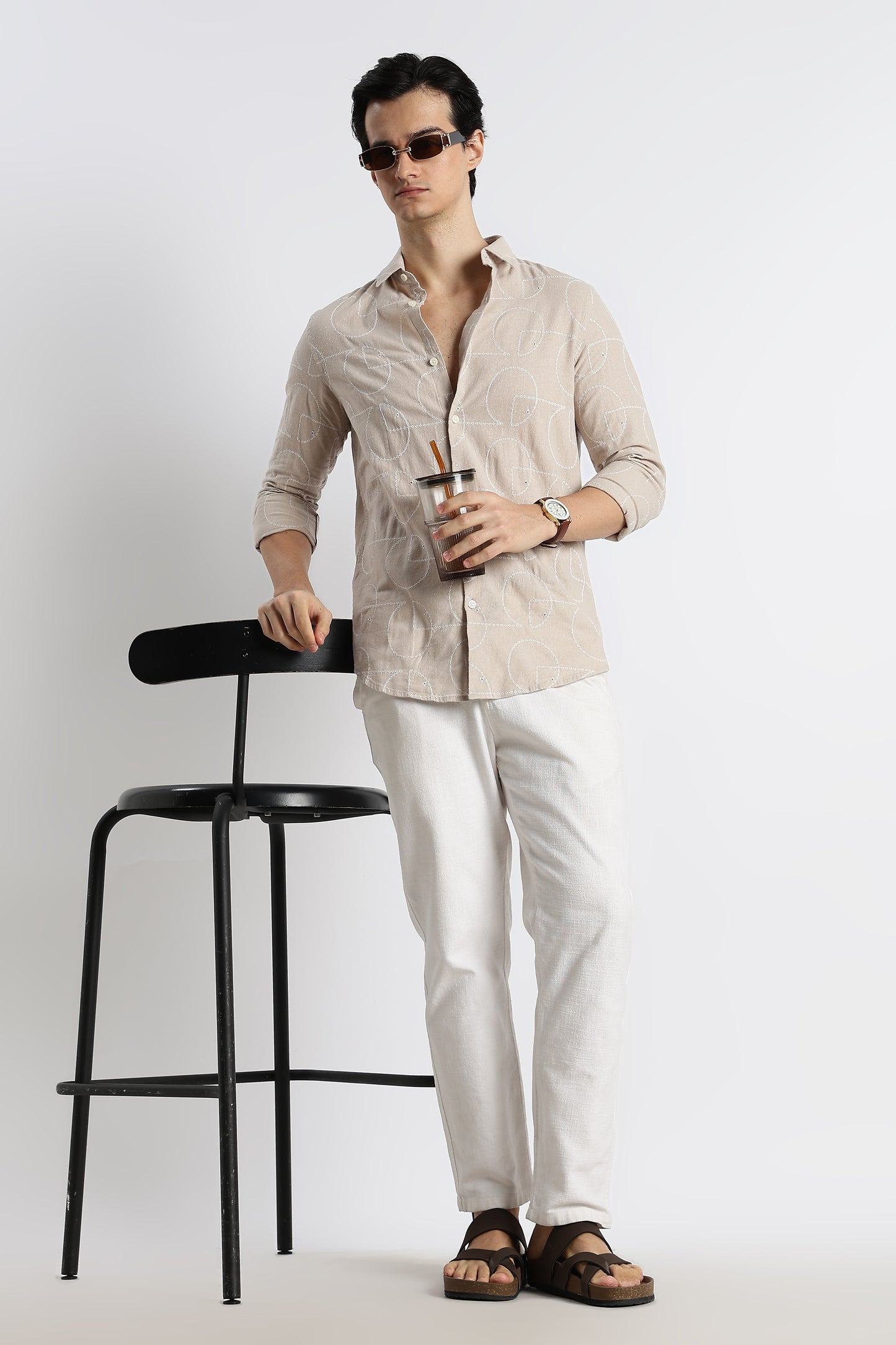 Abstract Geometry Shirt Cream