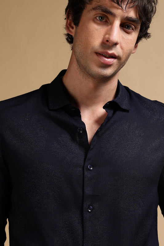Glitter Print Shirt Navy