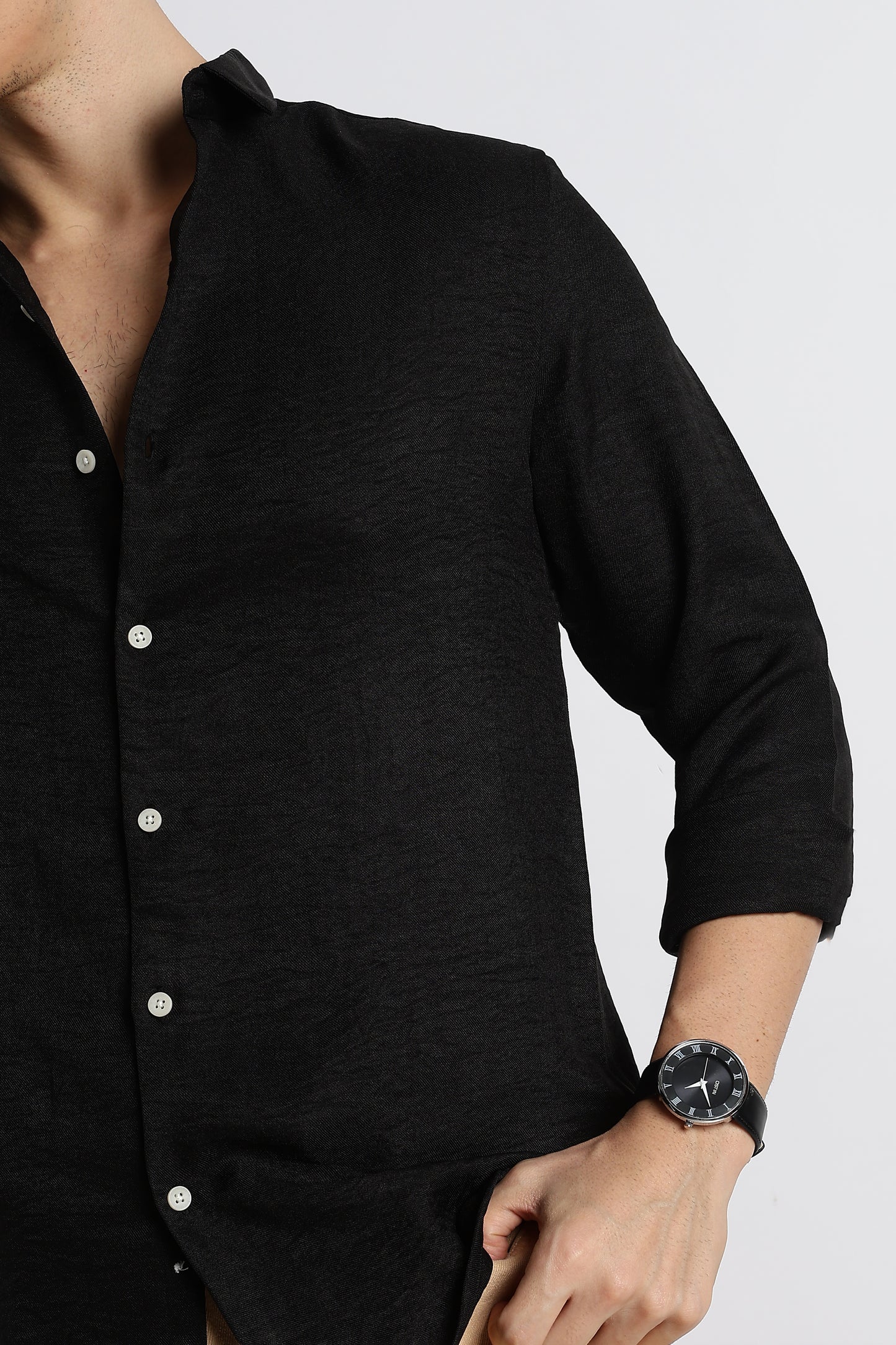The Minimalist Linen-Blend Shirt Black